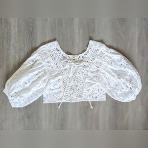 🐰Living Doll White Eyelet Crop Top
